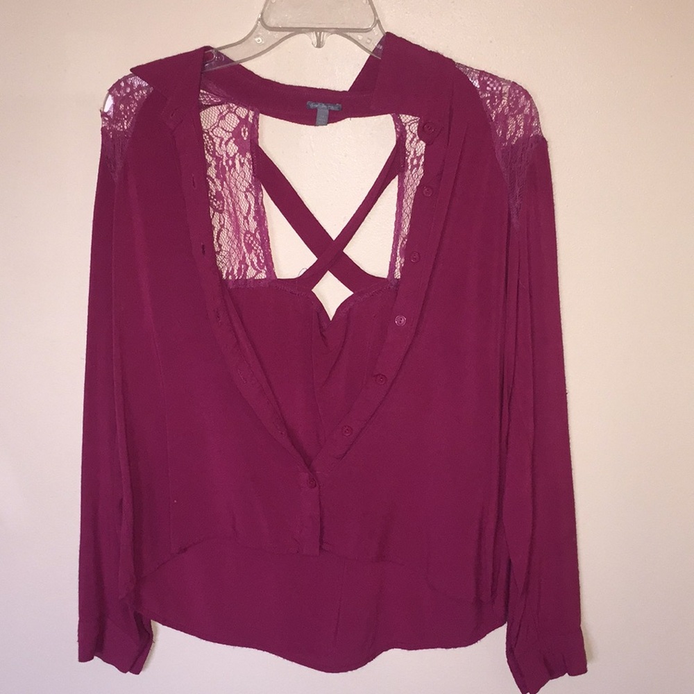 Button-up lace shirt